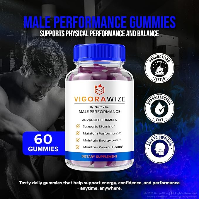 NutraRize Vigorawize Gummies for Men Premium Performance Male Gummies All Natural Formula to Support Energy Stamina &amp Drive Official Vigora Wize ME Gomitas Reviews (60 Gummies)