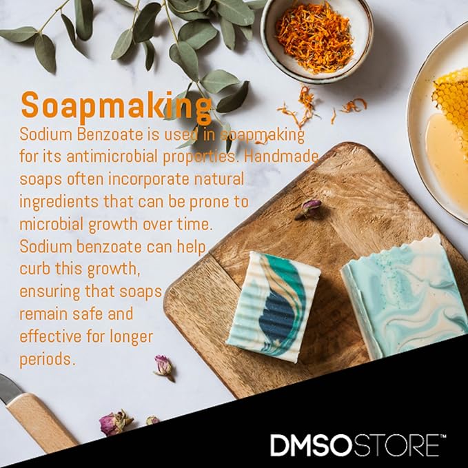 Sodium Benzoate Powder: Versatile Preservative for Food Cosmetics and More! Enhance Shelf Life Food Grade Ensure Freshness and Safeguard Quality - DIY Projects and Professional Use! - 5lb