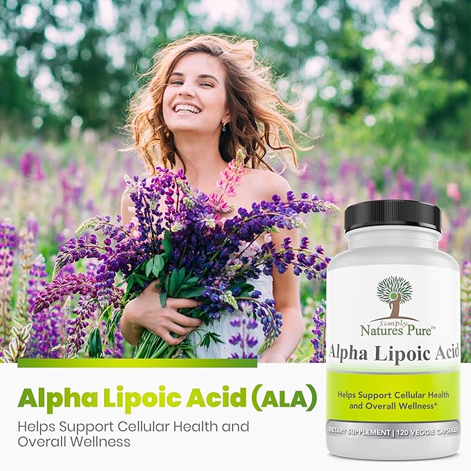 Simply Natures Pure Alpha Lipoic Acid 600mg 360 Veggie Capsules Non-GMO Thioctic Acid 12 Month Supply
