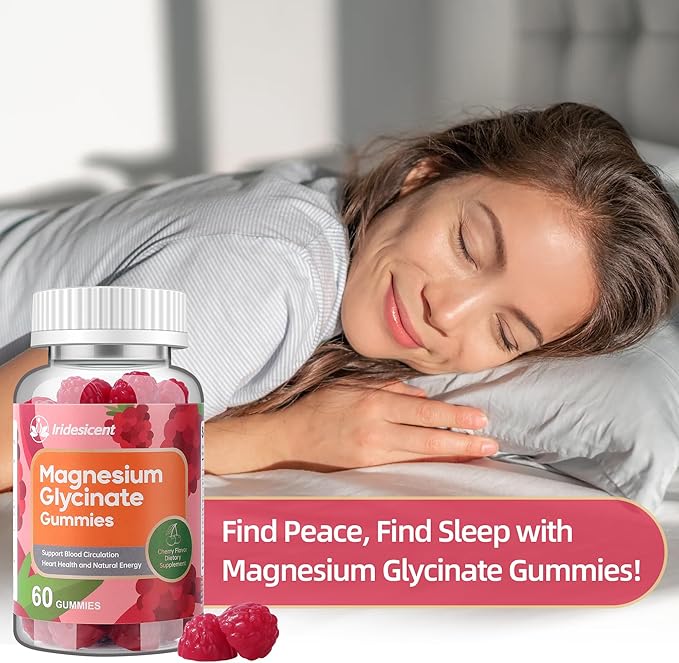 Magnesium Glycinate Gummies Sugar Free Magnesium Supplement w/Ashwagandha Zinc Vegan Magnesium Glycinate Supplement for Adults - 120 Cherry Gummies