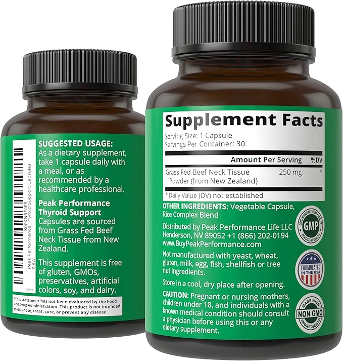 Raw Desiccated Thyroid Supplement. Grass Fed New Zealand Beef Neck &amp Thyroid Gland Capsules for Women and Men. Ancestral Living Ethically Sourced Bovine Supplements for Energy and Metabolism Suppo