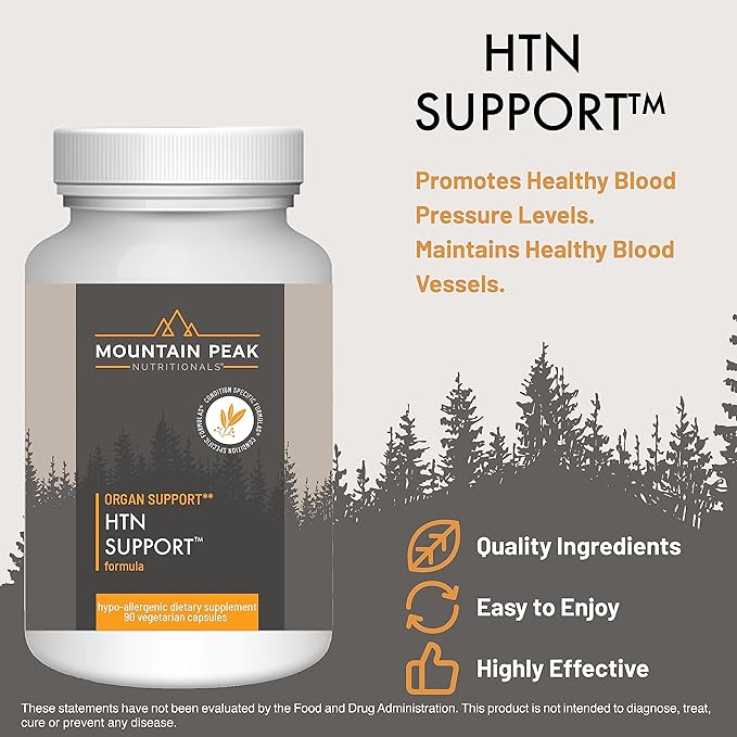 Mountain Peak Nutritionals HTN Blood Pressure Support Supplement for Heart &amp Circulation Health - Advanced Cardiovascular Formula with Rauwolfia Hawthorn Berry &amp Magnesium (90 Vegetarian Cap