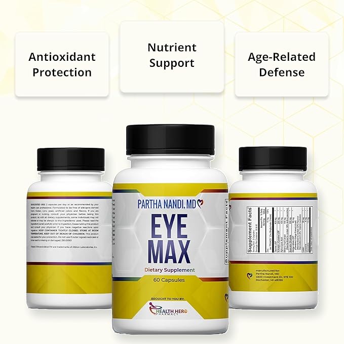 Eye Vitamins Supplement for Adults – Supports Macular Health Retina Clarity &amp Blue Light Protection – Lutein Zeaxanthin Lycopene &amp Zinc – Antioxidant Vision Formula – 60 Capsules