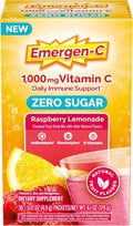 Emergen-C Zero Sugar 1000 mg Vitamin C Powder for Daily Immune Support Caffeine Free Vitamin C Supplements with Zinc and Manganese B Vitamins and Electrolytes Raspberry Lemonade Flavor - 36 Count