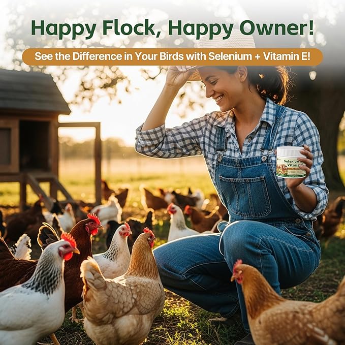 Selenium and Vitamin E Powder for Chickens – Boost Immunity Muscle Support &amp Reproductive Health Selenium for Chickens to Prevent Wry Neck &amp Improve Egg Production Chicken Vitamins for All