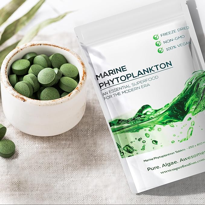 Marine Phytoplankton Supplement Superfood Rich in Omega-3 and Essential Nutrients (250 Tablets)