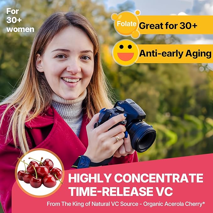 Liposomal Vitamin C 1000mg + D3 5000IU + Zinc Filled Gummies Folate 800mcg Chewable Supplement Elderberry for Immune Hyaluronic Acid VE for Beauty Energy &amp Overall Health Sugar Free ﻿2 Pac