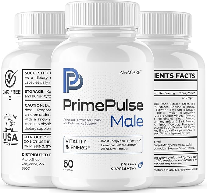 (2 Pack) Prime Pulse Male Pills – Advanced PrimePulse Capsules Formula Supplement Support Maximum Strength PrimePulse All Natural Vitamins Health and Wellness Reviews 120 Capsules for 2 Months