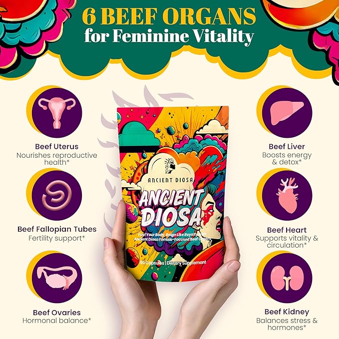 Grass Fed Beef Liver Capsules - Female-Focused Organ Supplement with Liver Heart Ovary &amp Uterus - Supports Hormone Balance &amp Vitality Whole Body Wellness - 60 Capsules