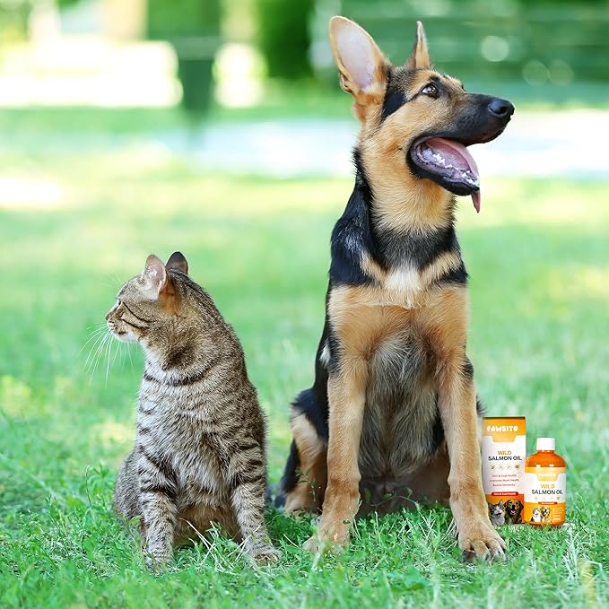 Salmon Oil for Dogs &amp Cats – Wild Alaskan Omega-3 Fish Oil with EPA &amp DHA for Skin &amp Coat Joint Heart &amp Immune Health (250ml)