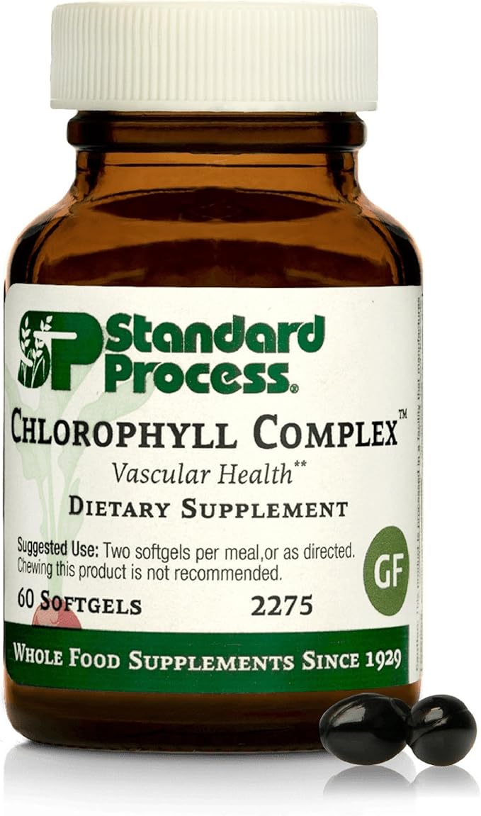 Standard Process Chlorophyll Complex - Supports Natural Detoxification Functions - Supports Skin &amp Immune Health - Gluten-Free Non-Dairy &amp Non-Soy - 60 Softgels (30 Servings)