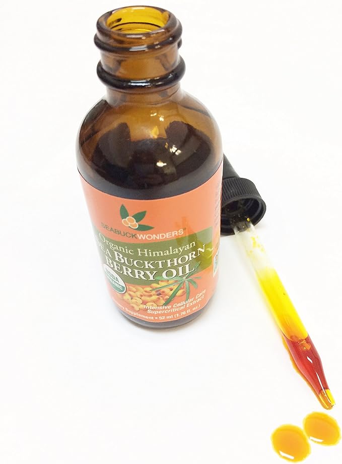 SeabuckWonders Sea Buckthorn Berry Oil 100% Certified Organic 1.76 FL OZ Bottle (Pack of 12)