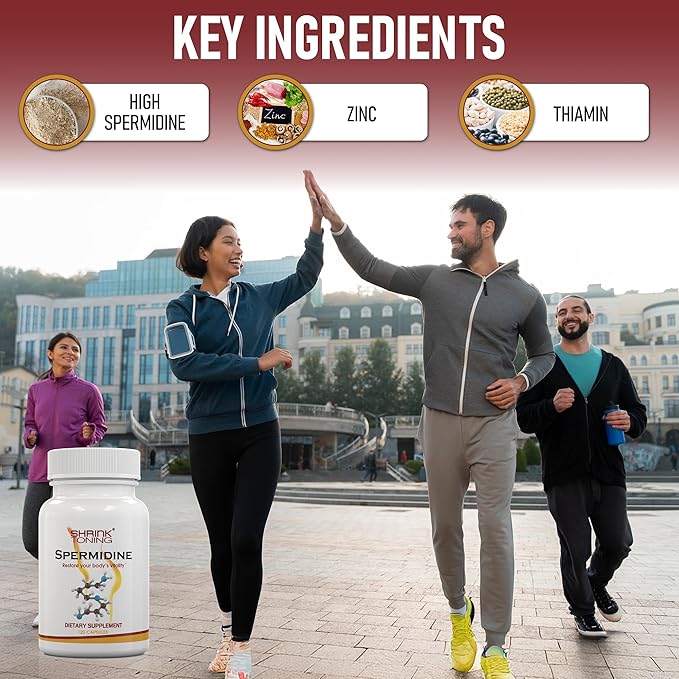 Shrink Spermidine Supplements Skin &amp Anti-Aging Support – 120 Vegan Caps 100% Natural Polyamine for Men and Women Overall Wellness – Non-GMO USA Made – with High Spermidine Zinc &amp Thiamin