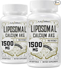 Liposomal Calcium AKG Supplement 1500 MG (Alpha-Ketoglutaric Acid) More Effective Than AAKG Ca AKG for Longevity Age Defense Cellular Energy Metabolic Function 120 Softgels