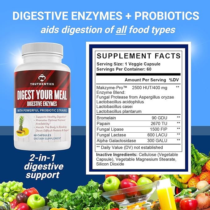 TRUTHENTICS Liver Health and Digestive Enzymes Bundle - Support for Liver Cleanse Detox Digestion Nutrient Absorption Occasional Gas and Bloating - Gluten Free Non-GMO