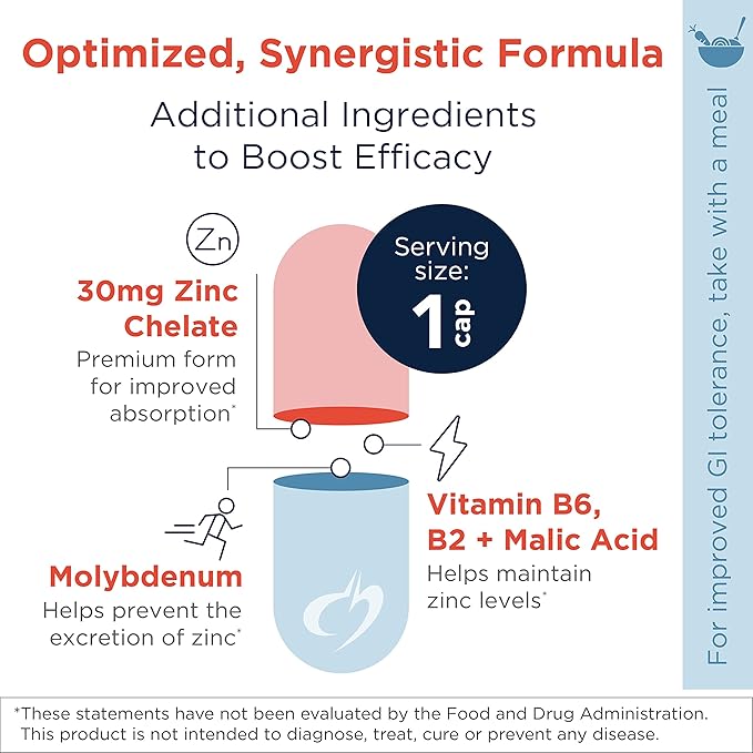 Designs for Health Zinc Supreme - 30mg Zinc Bisglycinate Chelate Supplement with Cofactors Taurine Vitamin B6 B2 + Molybdenum - Immune Support Supplement - Vegan + Non-GMO (90 Capsules)
