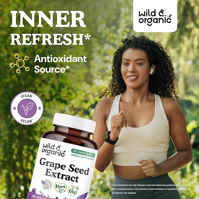Wild &amp Organic Pine Bark Extract 120 Capsules &amp Grape Seed 120 Capsules