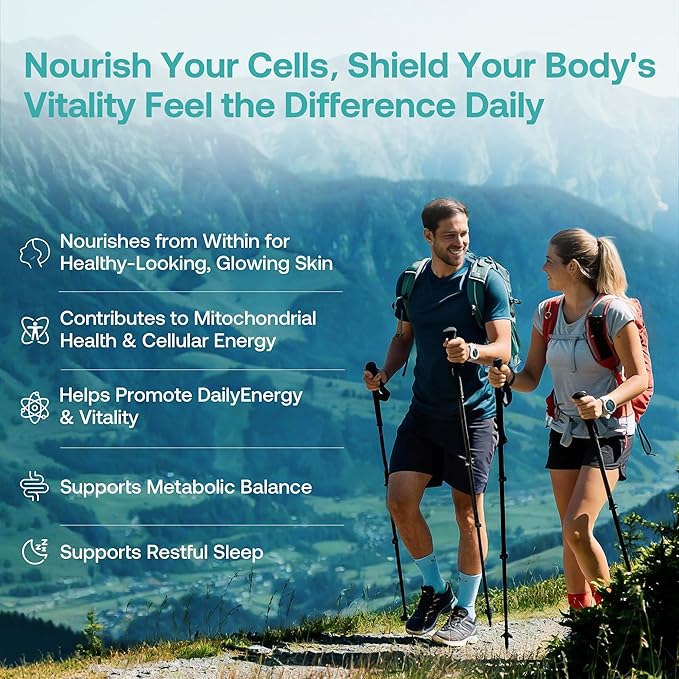 LAIFE L-Ergothioneine PLUS Supplement Cellular Antioxidant Supplement for Energy Skin Vitality &amp Whole-Body Wellness with L-Ergothioneine NR Quercetin Curcumin &amp Magnesium Glycinate 60