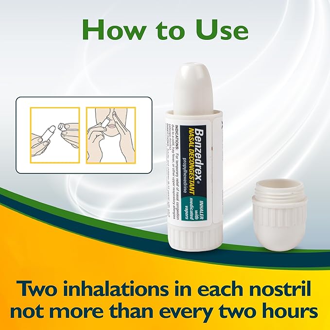 Benzedrex Nasal Decongestant Inhaler | Medicated Vapor Relief for Sinus Pressure Nasal Congestion Allergies Hay Fever &amp Colds | Pack of 6
