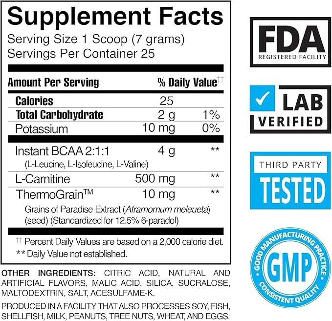 BPI Sports Best BCAA Shredded - Caffeine Free Thermogenic Recovery Drink Lean Muscle Building BCAA Powder For Women and Men Preworkout BCAAs Amino Acids Drink- Snow Cone - 25 Servings