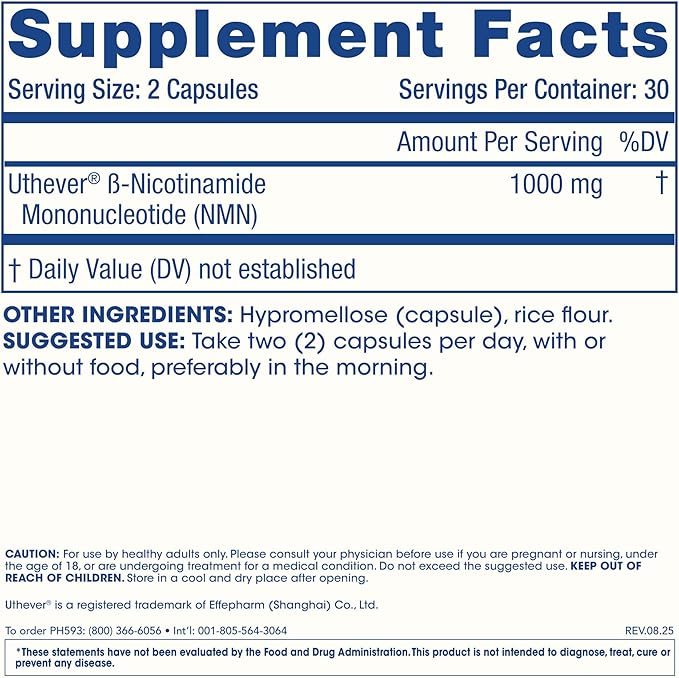 ProHealth NMN Pro 1000 (60 Capsules) Clinically Studied Uthever® NMN. NAD+ Precursor for Cellular Energy Mitochondrial Support &amp Healthy Aging. USA Manufactured Triple Lab-Tested