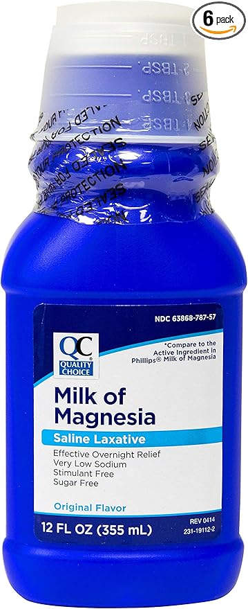 Quality Choice Milk Of Magnesia Original Flavor 12 Fluid Ounces (355ml)  Plastic Bottle (Pack of 6)