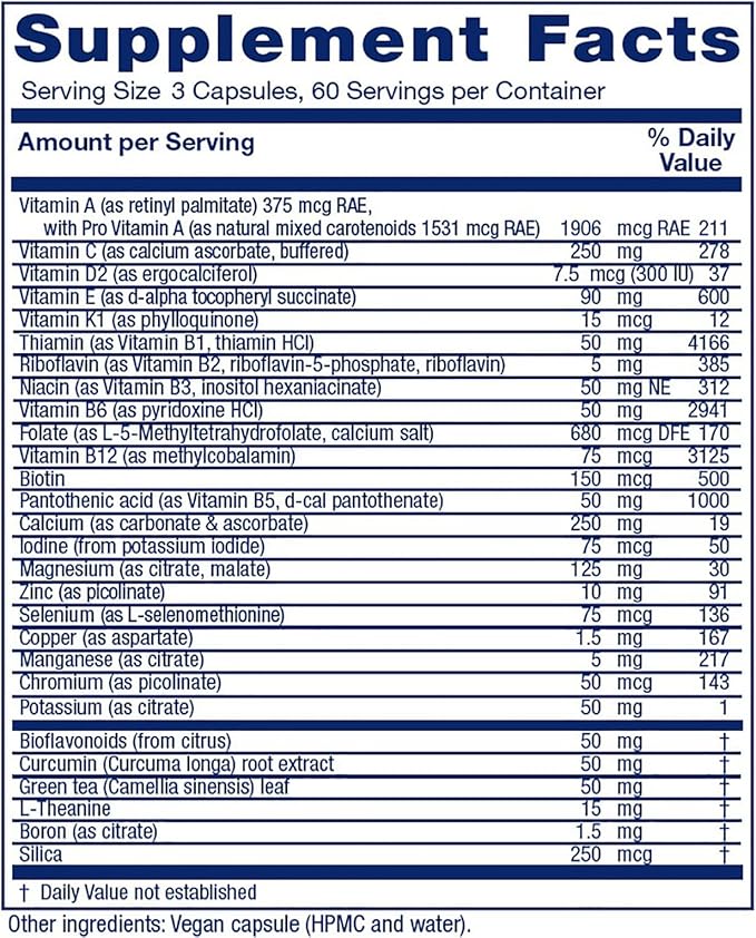 Vitanica - Mid-Life Symmetry 50-65 High Potency Daily Multivitamin and Mineral Vegan 180 Capsules
