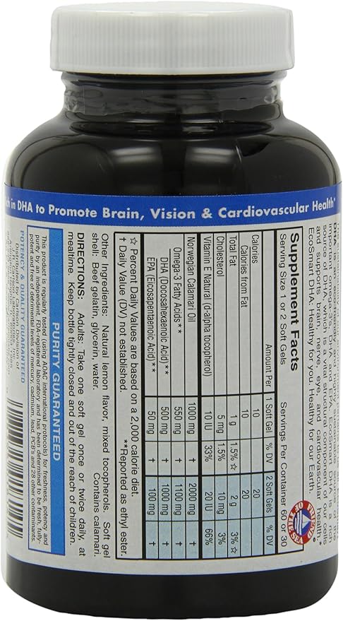 Carlson Labs Ecosmart DHA 500 Mg Mineral Supplement Softgels 80 Count