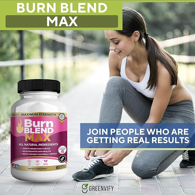 Burn Blend Max Natural Supplement 60 Capsules All Natural Ingredients Vegan Friendly Gluten Free 30-Day Supply (3)