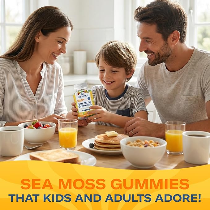 TrueSeaMoss Irish Sea Moss Gummies with Burdock Root &amp Bladderwrack – Formula for Adults &amp Kids – 60 Gummies (Packaging May Vary)