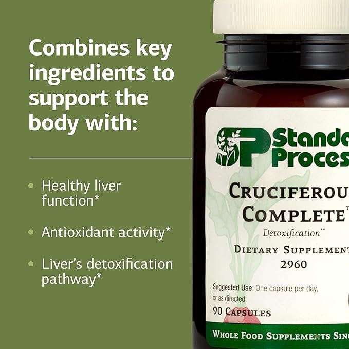 Standard Process Cruciferous Complete - Whole Food Antioxidant Detox and Liver Support with Vitamin K Organic Kale and Brussel Sprouts - 90 Capsules