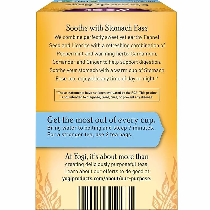 Yogi Tea - Stomach Ease (6 Pack) - Supports Healthy Digestion with Peppermint Licorice Root and Ayurvedic Herbs - Caffeine Free - 96 Organic Herbal Tea Bags