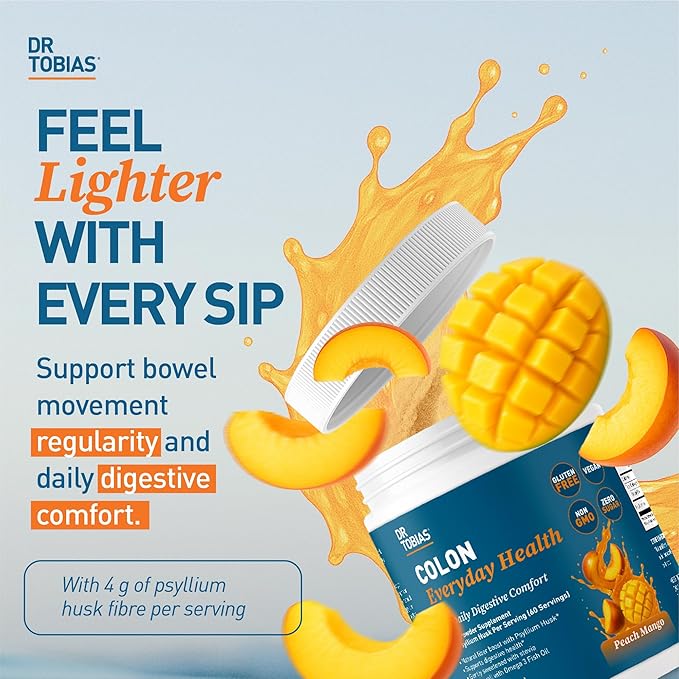 Dr. Tobias Fat Burner Nightly &amp Colon Everyday Health Peach Mango – Nighttime Metabolism Support &amp Daily Psyllium Fiber Drink for Digestive Health
