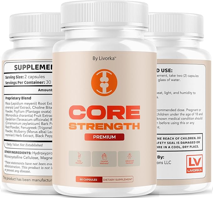 (2 Pack) Core Strength - Official Core Strength Premium Capsules All Natural Ingredients Advanced Formula Daily Pills Overall Health &amp Wellness Support Vitamin Reviews 120 Capsules for 2 Months