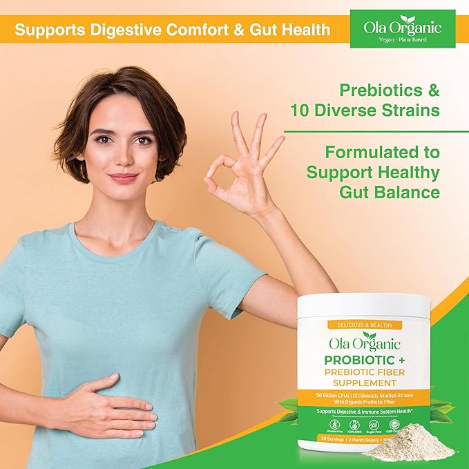 Max Strength Probiotic Powder – 60 Billion CFU with Prebiotics &amp 10 Strains – Supports Digestive &amp Gut Health – Non-GMO Formula (300g Jar)