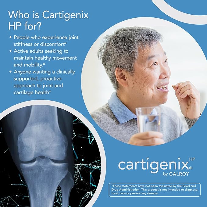 Calroy Cartigenix HP Joint &amp Cartilage Support Supplement - for Men and Women - Supports Flexibility Mobility &amp Comfort – 60 Vegan Capsules