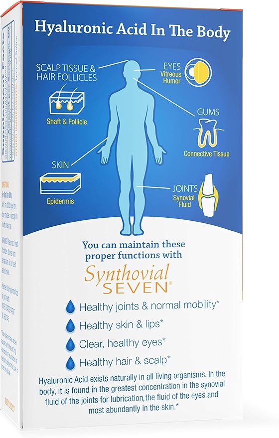 Hyalogic Synthovial Seven Liquid Hyaluronic Acid – Vegan Oral Joint &amp Skin Supplement High Molecular Weight Pure Hydration Support Supplements 1 oz