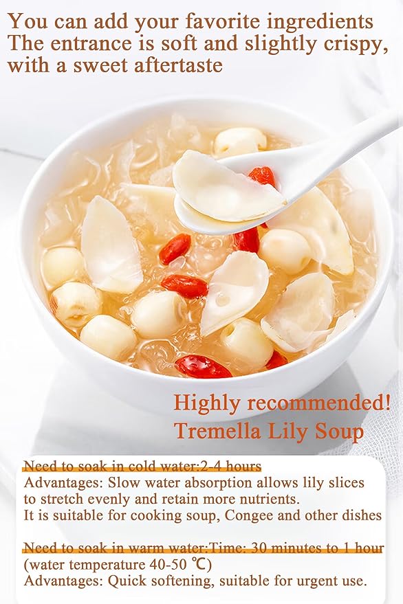 Dried Lily Bulb Bai He 8.5oz/240g Lily Bulbs for Tea Sulfur-free Making Soup and Porridge Chinese Herbal Tea百合干 龙牙百合 天然食用百合