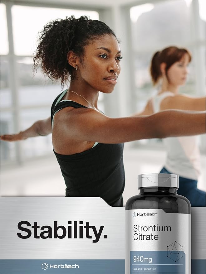 Horbäach Strontium Citrate 940 mg | 180 Capsules | Non-GMO &amp Gluten Free Supplement