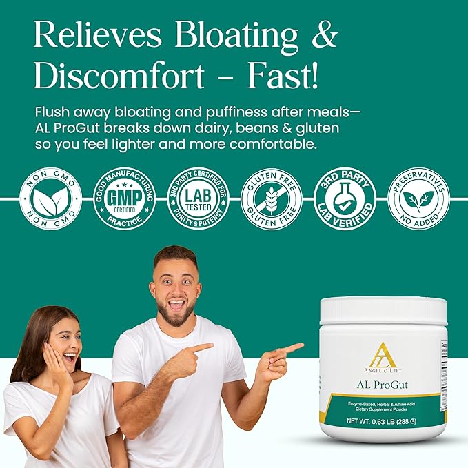 AL ProGut – Gut Health Supplement with Enzymes Herbs &amp Amino Acids – Daily Digestive Support Powder for Bloating Regularity &amp Nutrient Absorption – 30 Servings