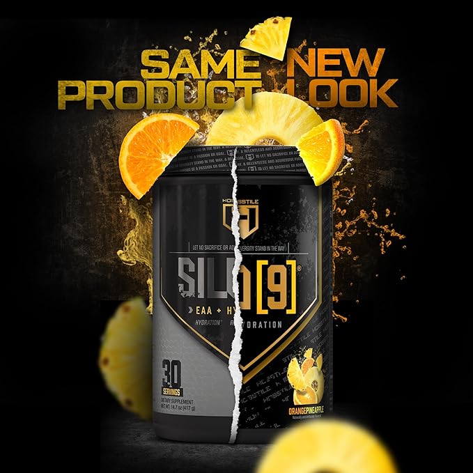 HOSSTILE SILO[9] EAA + Hydration Powder – Essential Amino Acids with Electrolytes EAA BCAA Intra Workout Powder &amp Post Workout Recovery Orange Pineapple 30 Servings