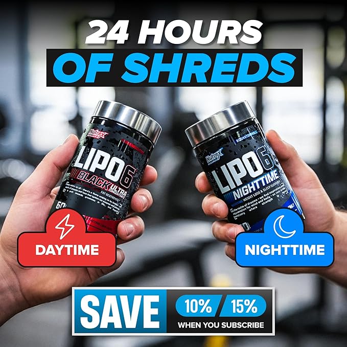 Nutrex Lipo 6 Nighttime Fat Burner | Melatonin Sleep Aid &amp Weight Loss Diet Pills for Men and Women | Night Time Metabolism Booster Appetite Suppressant | 30 Servings (1)