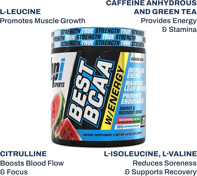 BPI Sports Best BCAA Powder - Muscle Recovery Support - Branched Chain Amino Acids | Building Blocks of Protein and Muscle - Post Workout Recovery - Hydration - Watermelon Ice
