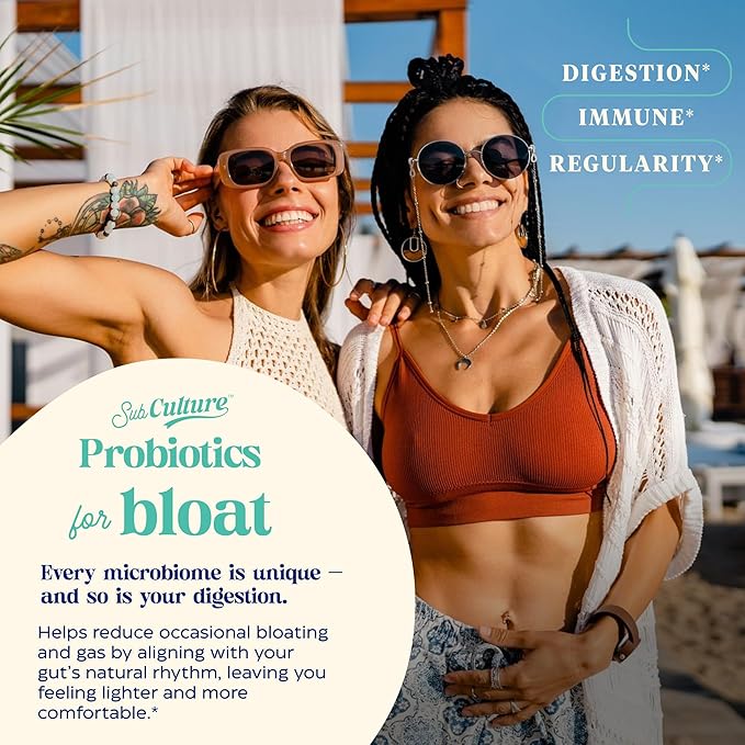 Enzymedica SubCulture Probiotic for Bloat &amp Digestive Health - Probiotic Supplement Capsules for Women &amp Men 50 Billion CFU Gut Health Support for Adults Helps Occasional Gas &amp Bloating