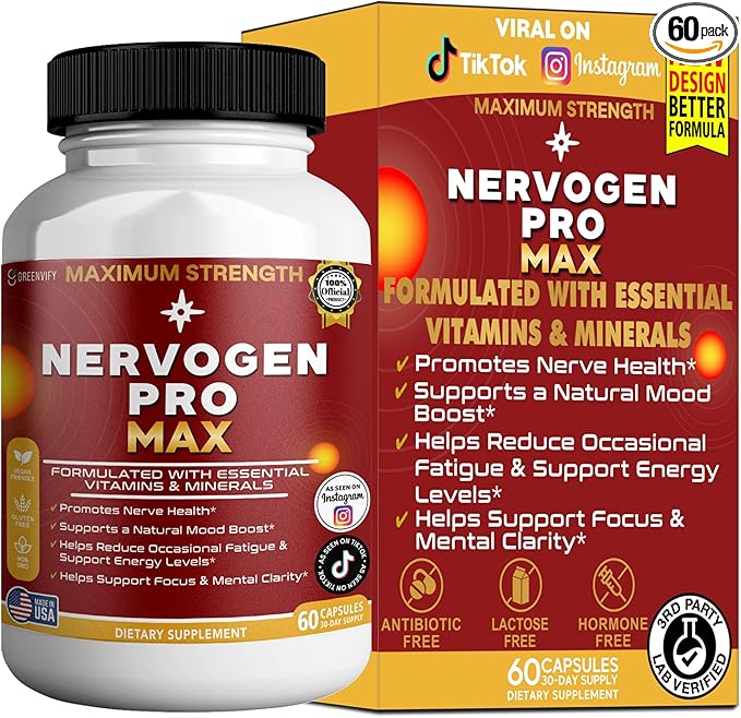 Nervogen Pro Max Nerve Health Support Supplement with B Vitamins 60 Capsules 30-Day Supply (1)