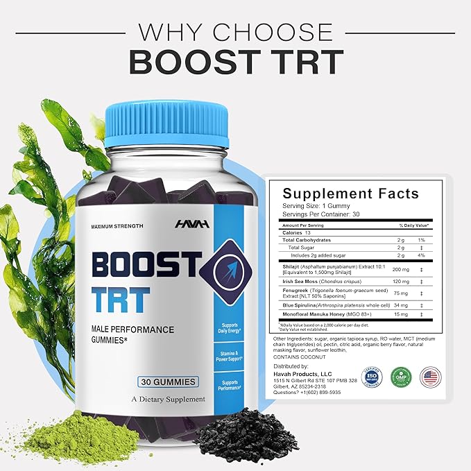 (5 Pack) Boost TRT Maximum Strength Performance Gummies BoostTRT Gummy Supplement Boost TRT Maximum Strength Advanced Shilajit Multivitamin Supplement BoostTRT Health Gummies (5 Month Supply)