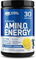 Optimum Nutrition Amino Energy - Pre Workout with Green Tea BCAA Amino Acids Keto Friendly Green Coffee Extract Energy Powder - Blueberry Lemonade 30 Servings (Packaging May Vary)