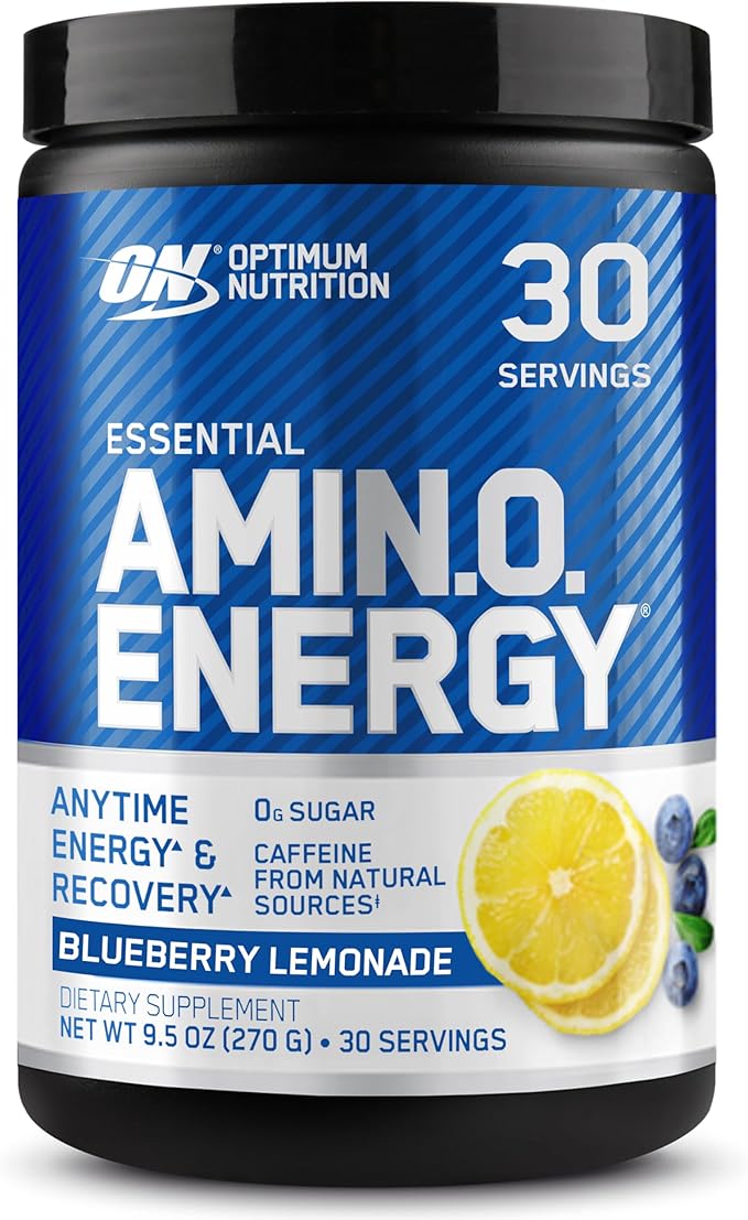 Optimum Nutrition Amino Energy - Pre Workout with Green Tea BCAA Amino Acids Keto Friendly Green Coffee Extract Energy Powder - Blueberry Lemonade 30 Servings (Packaging May Vary)