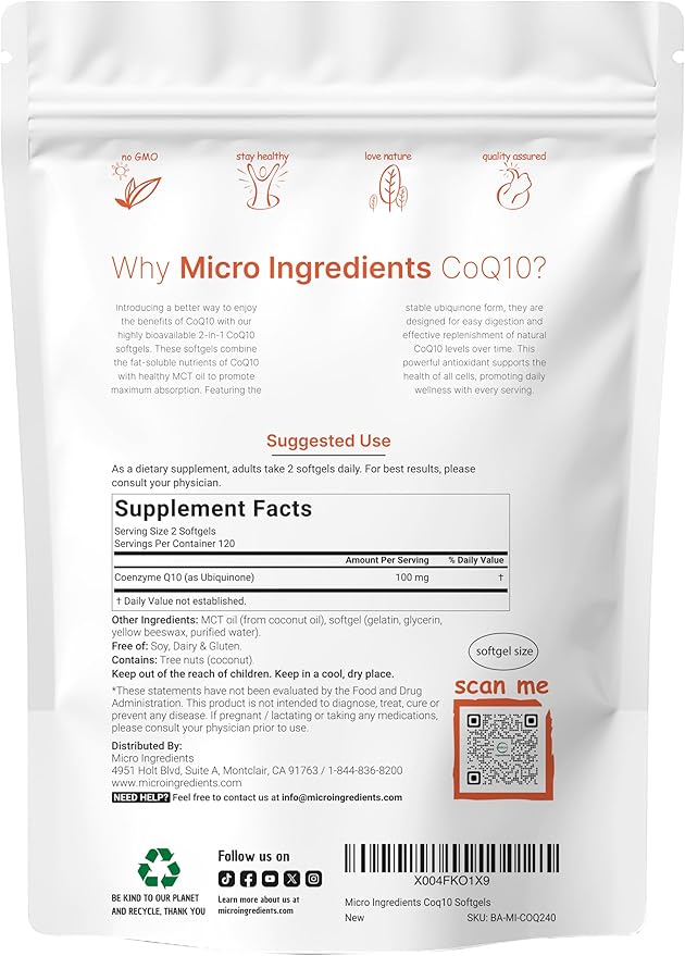 Micro Ingredients Vitamin D3 10000iu + K2 200mcg &amp CoQ10 100mg Bundle 2 Pack | Essential Sunshine Vitamins | High Absorption Ubiquinone
