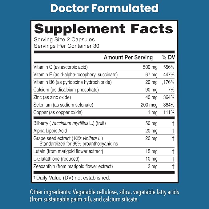 Macular Support with Lutein Zeaxanthin Zinc (60 Vegetarian Capsules)